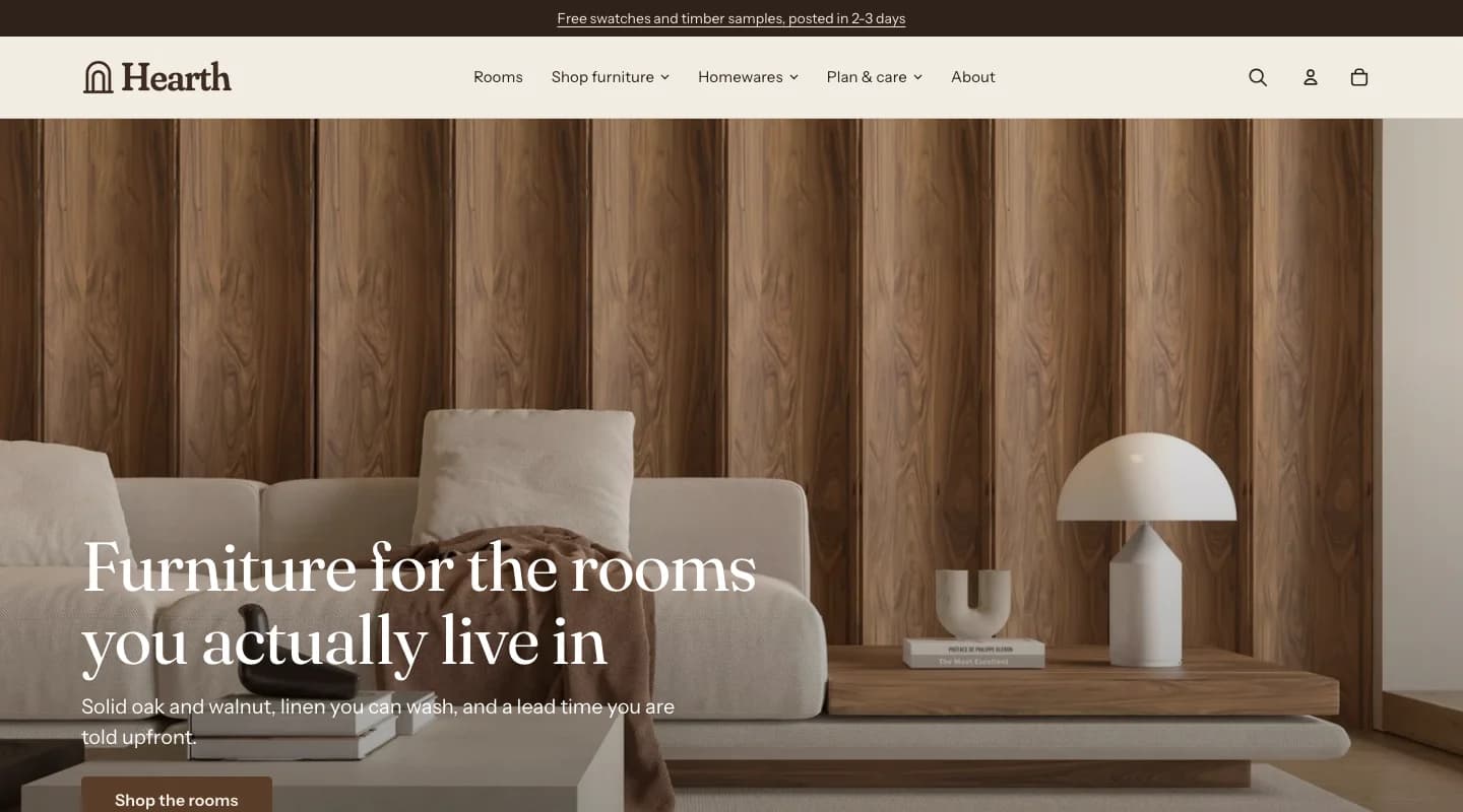 Hearth theme storefront preview