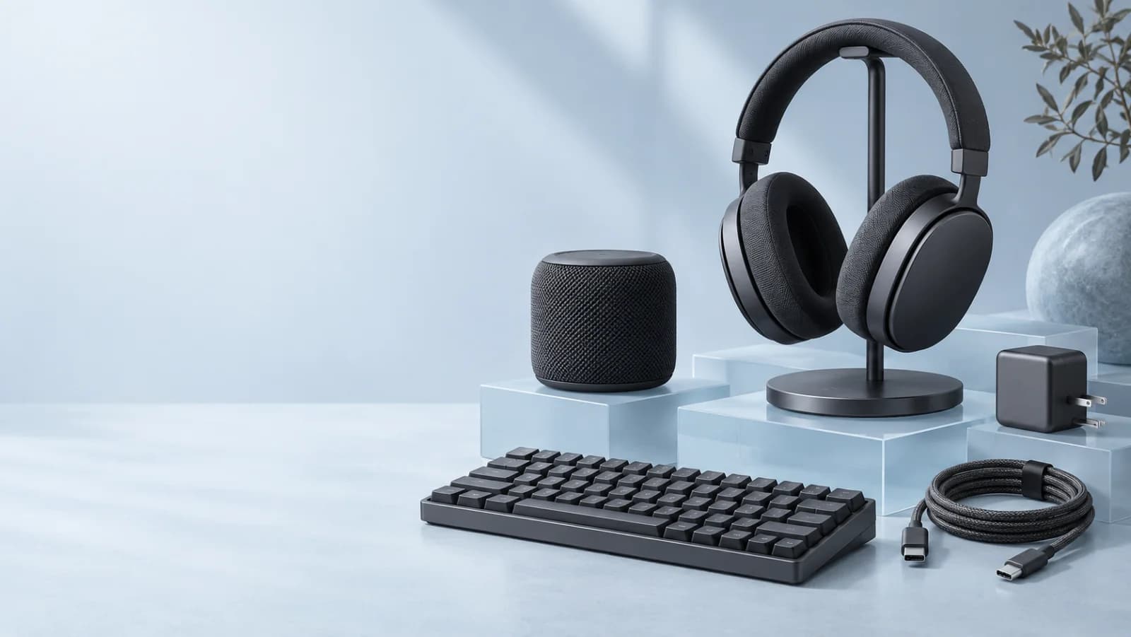 Electronics store kit artwork with consumer technology and accessories