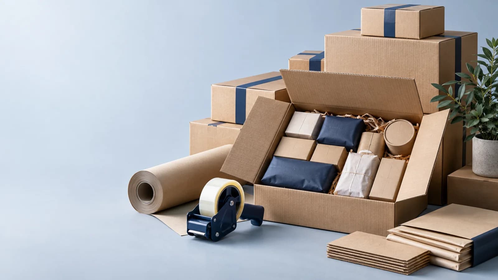 Wholesale store kit artwork with trade products and shipping supplies