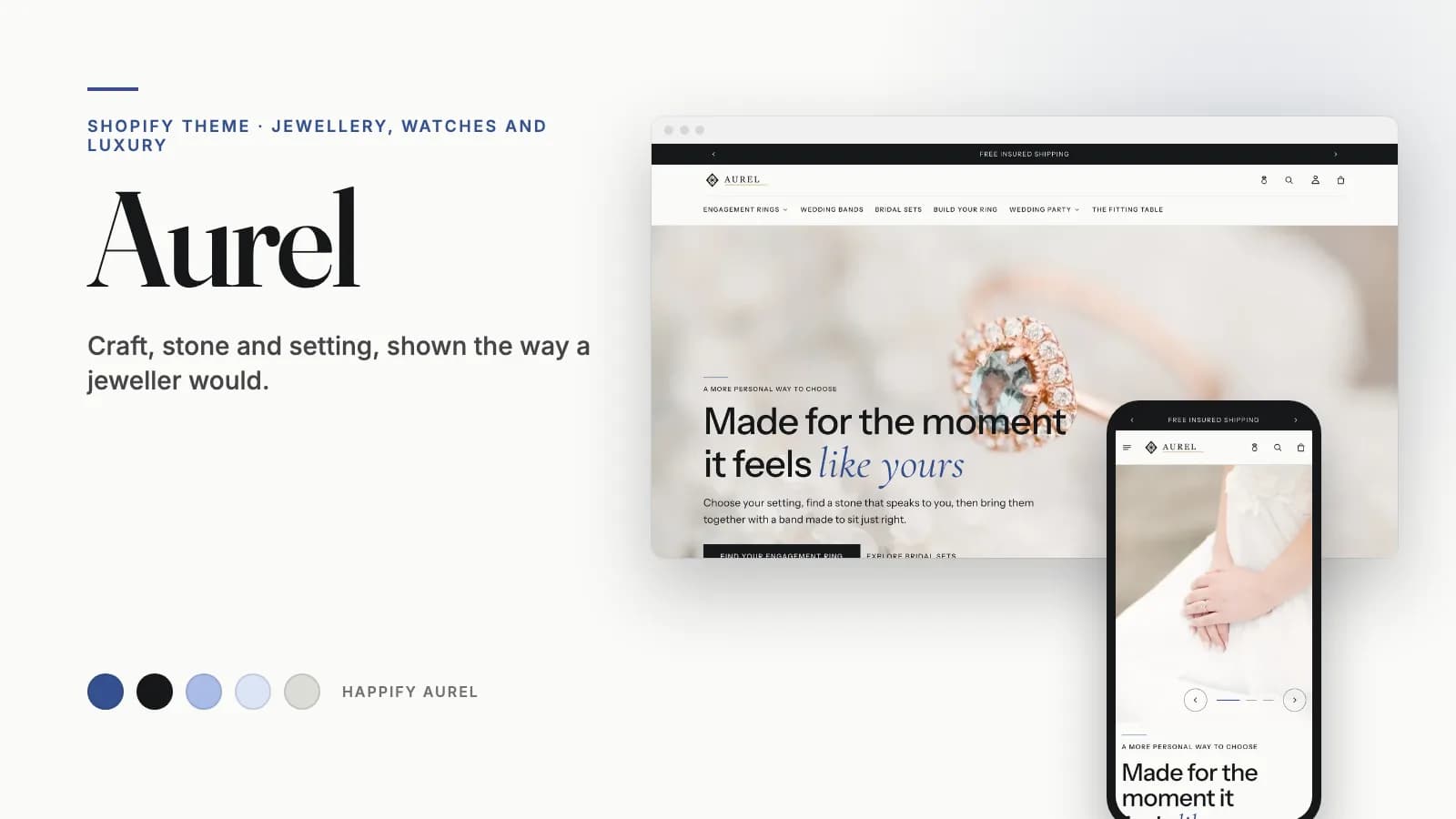 Aurel theme: demo storefront on desktop and phone