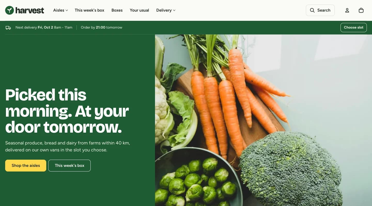 Harvest theme storefront preview